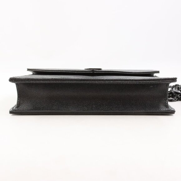 NWT Saint Laurent Cassandre Black Grain de Poudre Leather Envelope Chain Wallet - Picture 6 of 16